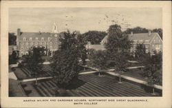 Martha Wilson and Gardiner Houses, Northwest Side Great Quadrangle, Smith College Postcard