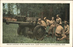 Squad Loading 75 Millimeter Gun...Camp Selby Hattiesburg, MS Postcard Postcard Postcard