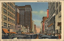 Main Street Looking North Houston, TX Postcard Postcard Postcard