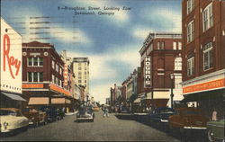 Broughton Street Looking East Savannah, GA Postcard Postcard Postcard