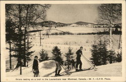 Skiers Resting on a Trail in the Laurentians Montreal, QC Canada Quebec Postcard Postcard Postcard