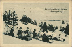 canadian Winter Sports - Tobogganing Postcard