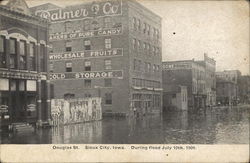 Douglas St., During Flood July 10, 1909 Sioux City, IA Postcard Postcard Postcard