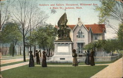 Soldiers and Sailors Monument, Wildwood and Main Streets Jackson, MI Postcard Postcard Postcard