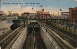 Entrance to Detroit River Tunnel Michigan Postcard Postcard Postcard