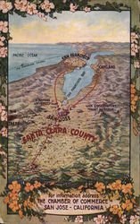 Map - Santa Clara County San Jose, CA Postcard Postcard Postcard