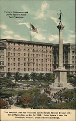 Victory Monument and Union Square Hotel Postcard