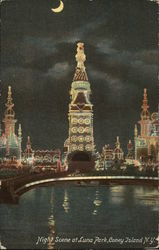 Night Scene at Luna Park, Coney Island Postcard