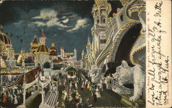 Luna Park at Night, Coney Island New York, NY Postcard Postcard Postcard