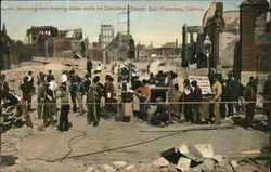 Working Men Tearing Down Walls on Sansome Street San Francisco, CA Postcard Postcard Postcard