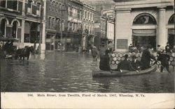 Main Street,From Twelfth, Flood of March, 1907, Wheeling, W. Va. Postcard