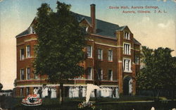 Davis Hall, Aurora College Postcard