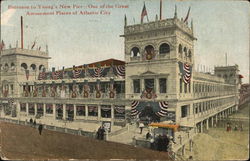 Entrance to Young's New Pier - One of the Great Amusement Places of Atlantic City Postcard