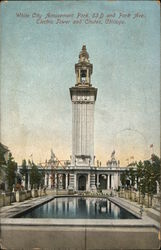 White City Amusement Park - Electric Tower and Chutes Postcard