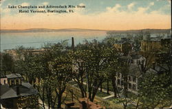 Lake Champlain and Adirondack Mountains, from Hotel Vermont Burlington, VT Postcard Postcard Postcard