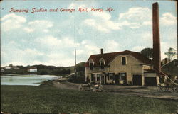 Pumping Station and Grange Hall Postcard