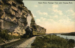 Sunset Route - Passenger Train Under Hanging Rock Railroad (Scenic) Postcard Postcard Postcard