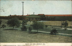 Depot and Park Brawley, CA Postcard Postcard Postcard