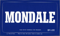 Mondale - Paid for by Mondale for President Postcard