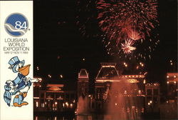 1984 Louisiana World Exposition - Fireworks over the Mississippi Postcard