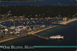 Aerial View of Town and Vineyard Haven Harbor Oak Bluffs, MA Postcard Postcard Postcard