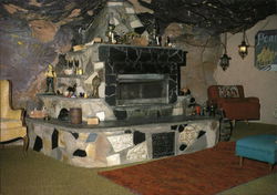 Fireplace, Worlf-Famous Hole n' the Rock Home Postcard