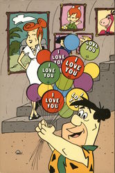 I Love You - Fred Flinstone Handing Wilma Balloons Postcard