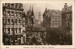 Ludgate Hill and St. Paul's Cathedral Postcard