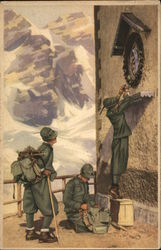 Italian 'Alpini' (Mountain Soldier) pray the virgin mary Postcard