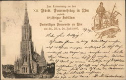 Zur Erinneurg an den XII. Buertt. Feuerwehrtag in Ulm zugleid 50 Jaehrifes Jubilaeum der Freiwillige Germany Postcard Postcard