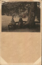 Japanese Girls Sitting Under Tree Asian Postcard Postcard