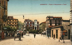 Piazza e Monumento a Tasso Sorrento, Italy Postcard Postcard