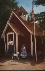 Mary and her Lamb at the Little Red Schoolhouse - Story Land Glen, NH Postcard Postcard Postcard