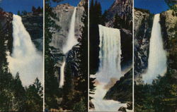 Nevada, Yosemite, Vernal and Bridal Veil Falls Postcard