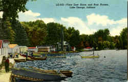 View Of East Shore And Boat Houses, Lake George Indiana Postcard Postcard