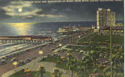 View Of Gulf And Boulevard At Night From Hotel Galvez Postcard