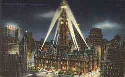 City Hall By Night Philadelphia, PA Postcard Postcard