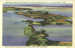 Bird's Eye View Of Lake Champlain Adirondacks, NY Postcard Postcard