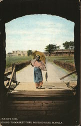 Native Girl going to Market through Postigo Gate Postcard