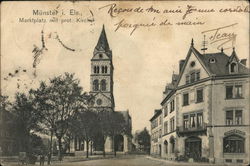 Münster i. Els. Marktplatz mit prot. Kirchen Postcard