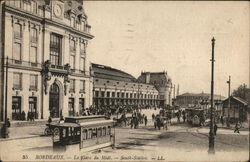 La Gare du Midi - South Station, Streetcars Bordeaux, France Postcard Postcard