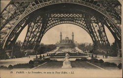 Le Trocadero through the Eiffel Tower Paris, France Postcard Postcard