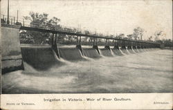 Irrigation in Victoria. Weir of river Goulburn Australia Postcard Postcard