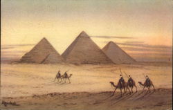 Pyramids of Giza Cairo, Egypt Africa Postcard Postcard