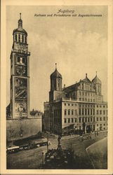 Rathaus und Perlachturm mit Augustusbrunnen Augsburg, Germany Postcard Postcard