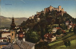 View of City and Castle Salzburg, Austria Postcard Postcard