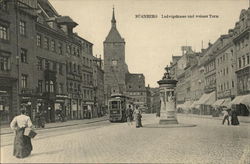 Ludwigstrasse und Weisser Turm Nuremberg, Germany Postcard Postcard