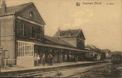 Railway Station Comines, France Postcard Postcard