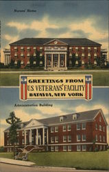 Greetings from U. S. Veterans' Facility - Nurses' Home, Administration Building Postcard