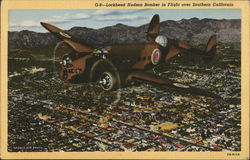 Lockheed Hudson Bomber in Flight Over Southern California Air Force Postcard Postcard Postcard